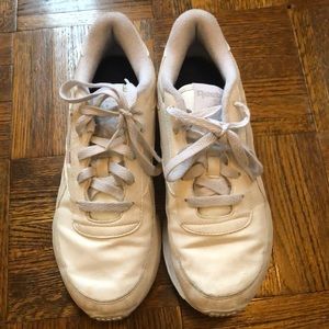 All white leather reebok shoes